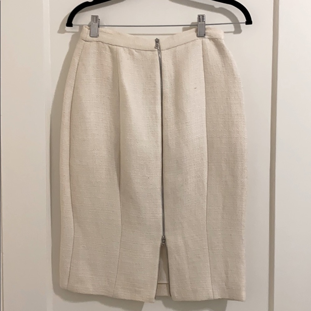 Narciso Rodriguez Cream Bouclé Linen Skirt - Picture 2 of 3